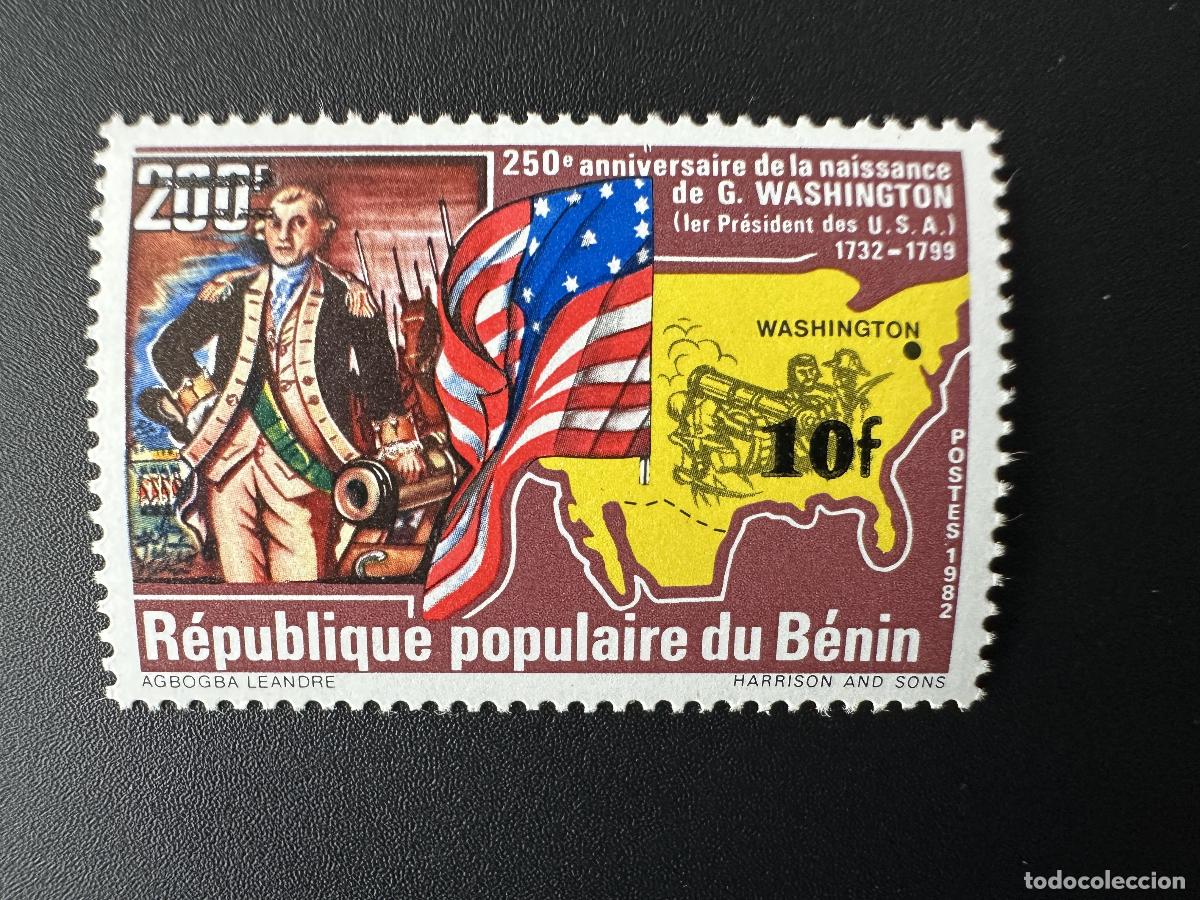 Sellos: Benin 1984 Mi. 389 Sobreimpresi&oacute;n de la bandera estadounidense del presidente los Estados Unidos