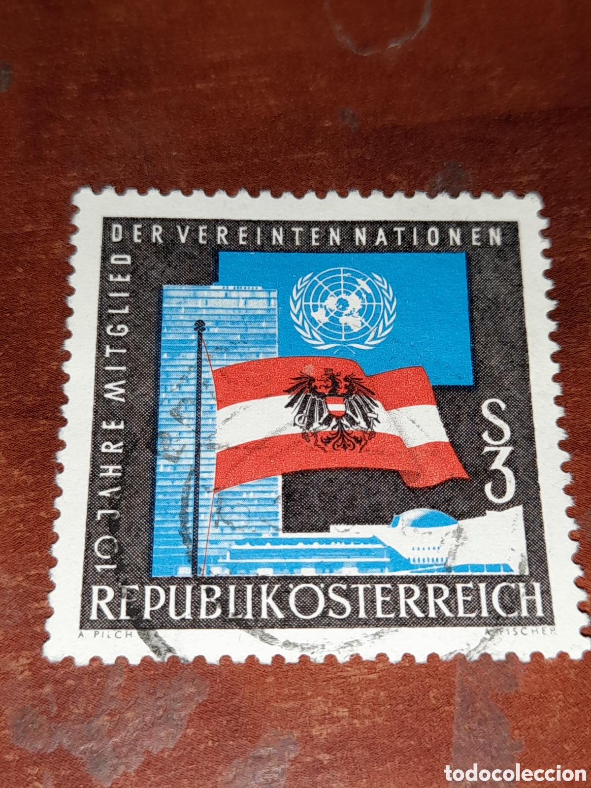 Sellos: Sellos Austria (Osterreich) mtdos/1965/10Aniv/ONU/bandera/animales/heraldicos/aves/aguila/emblema/ma