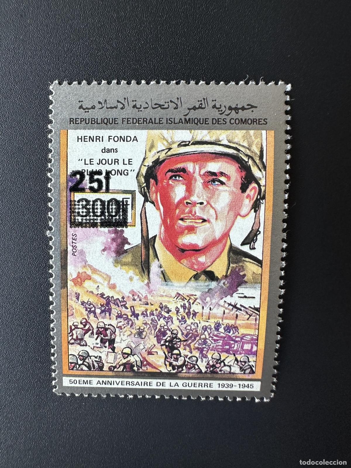 Sellos: Comoras 1992 1993 Mi. 1054 25F 300F Henri Fonda El d&iacute;a m&aacute;s largo sobrecargado