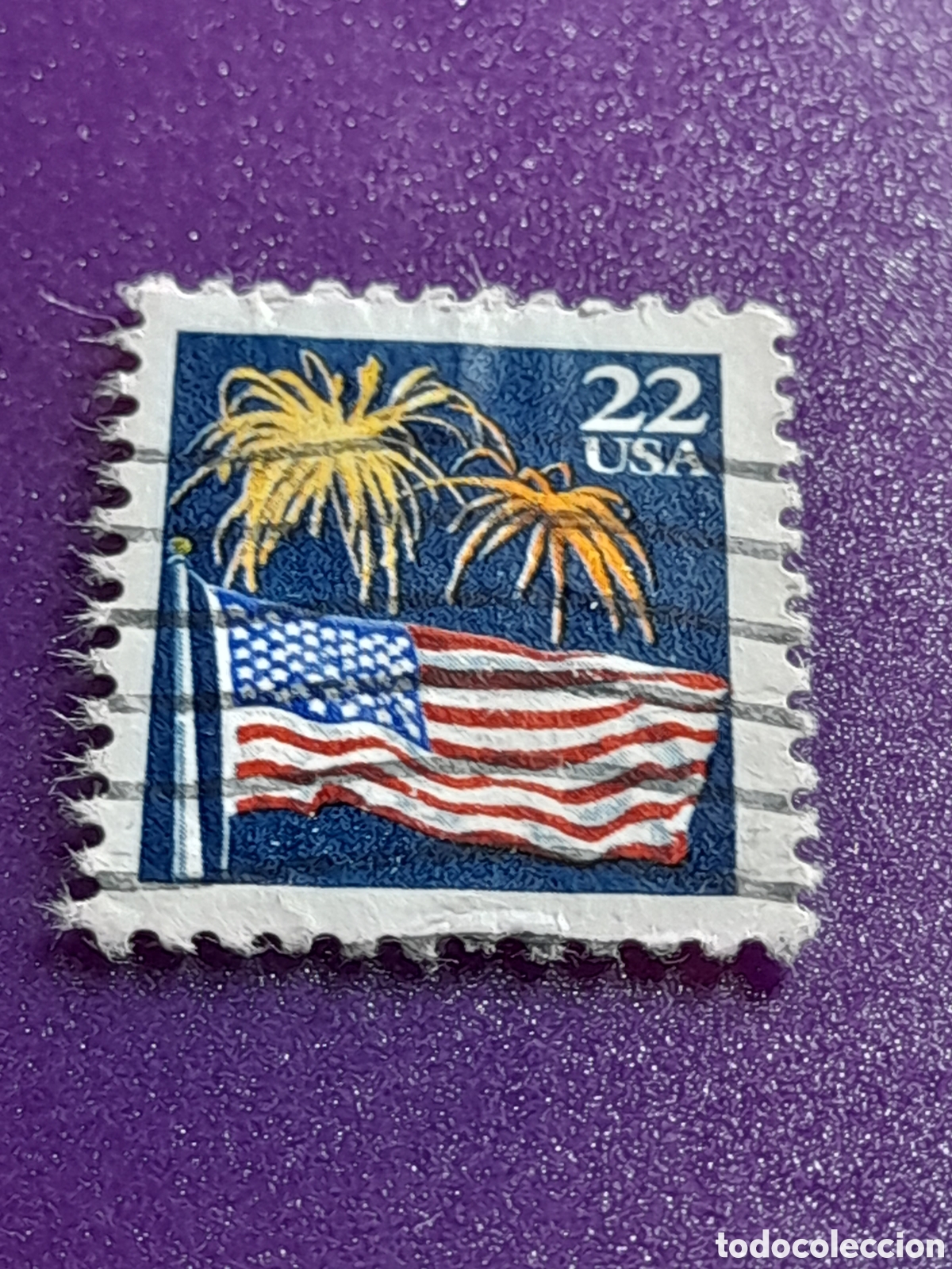 Sellos: Sello Estados Unidos mtdo/udo 1987. Bandera y fuegos artificiales. Celebraciones.