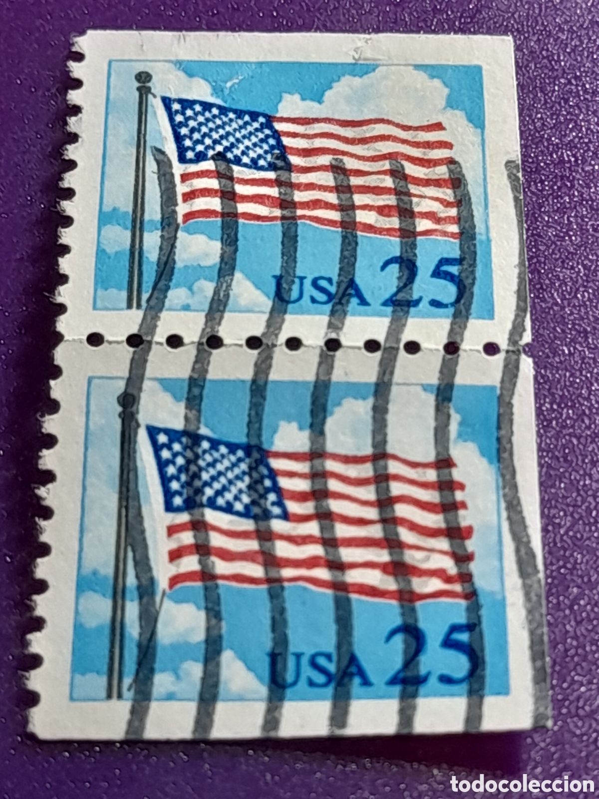 Sellos: Sello Estados Unidos mtdo/udo 1988. Bandera. Nubes. Cielo.