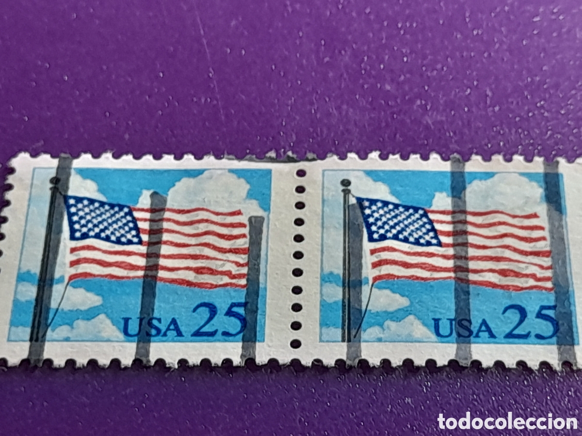 Sellos: Sello Estados Unidos mtdo/udo 1988. Bandera. Nubes. Cielo.