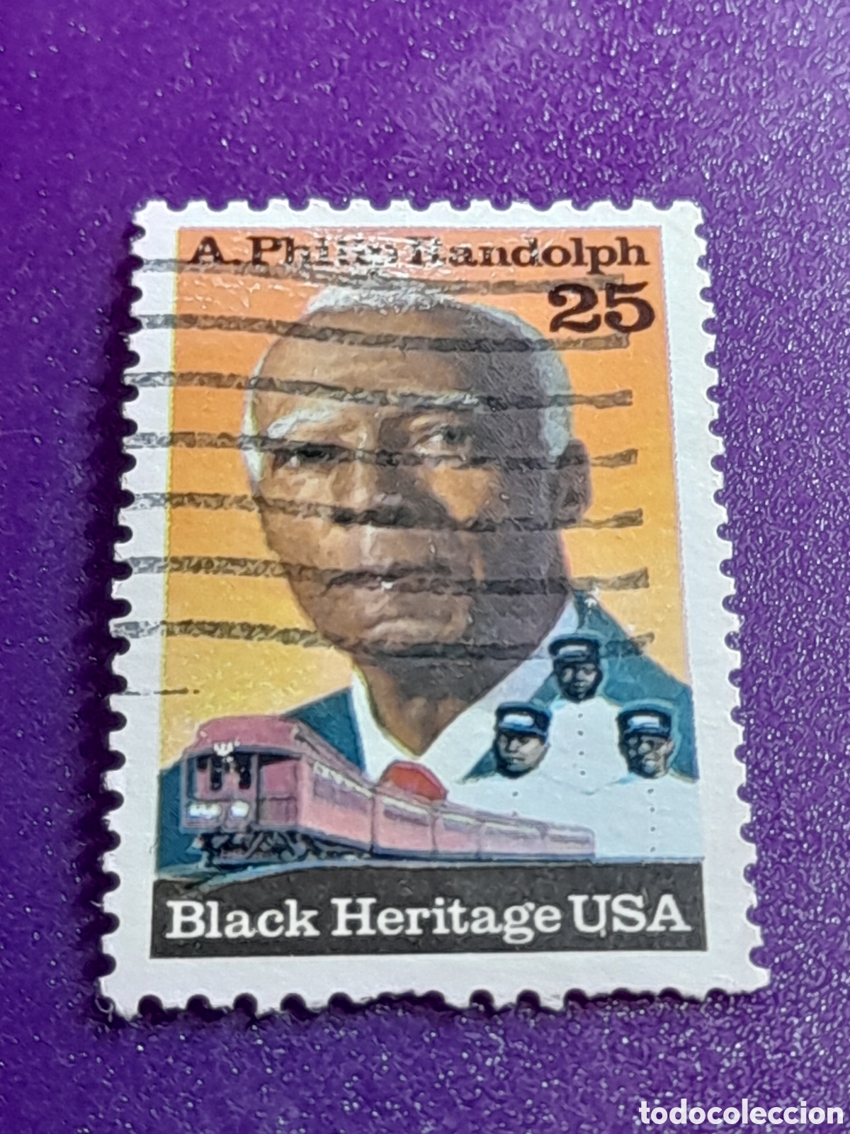 Sellos: Sello Estados Unidos mtdo/udo 1988. Herencia negra. A. Phillip Randolph. Sindicalista.