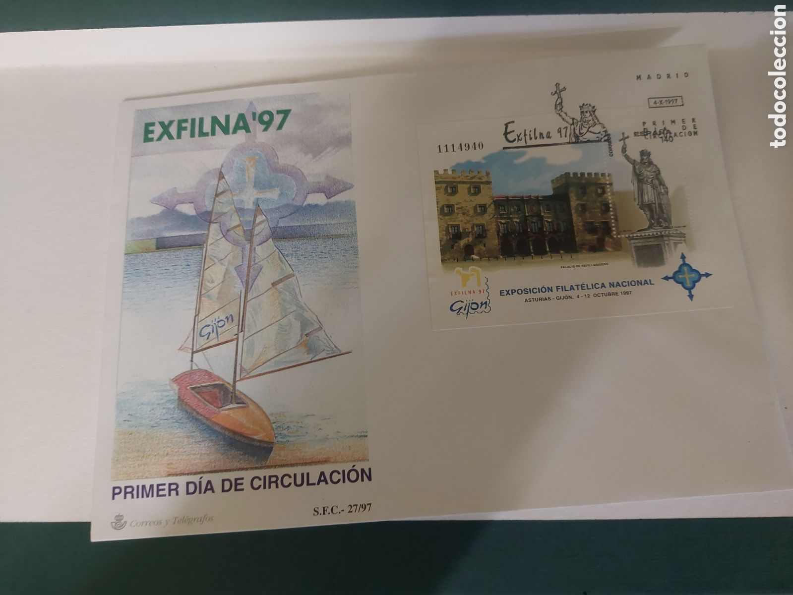Briefmarken: Exfilna 97 spd matasello barco castillo tey gijon Asturias FILATELIA COLISEVM