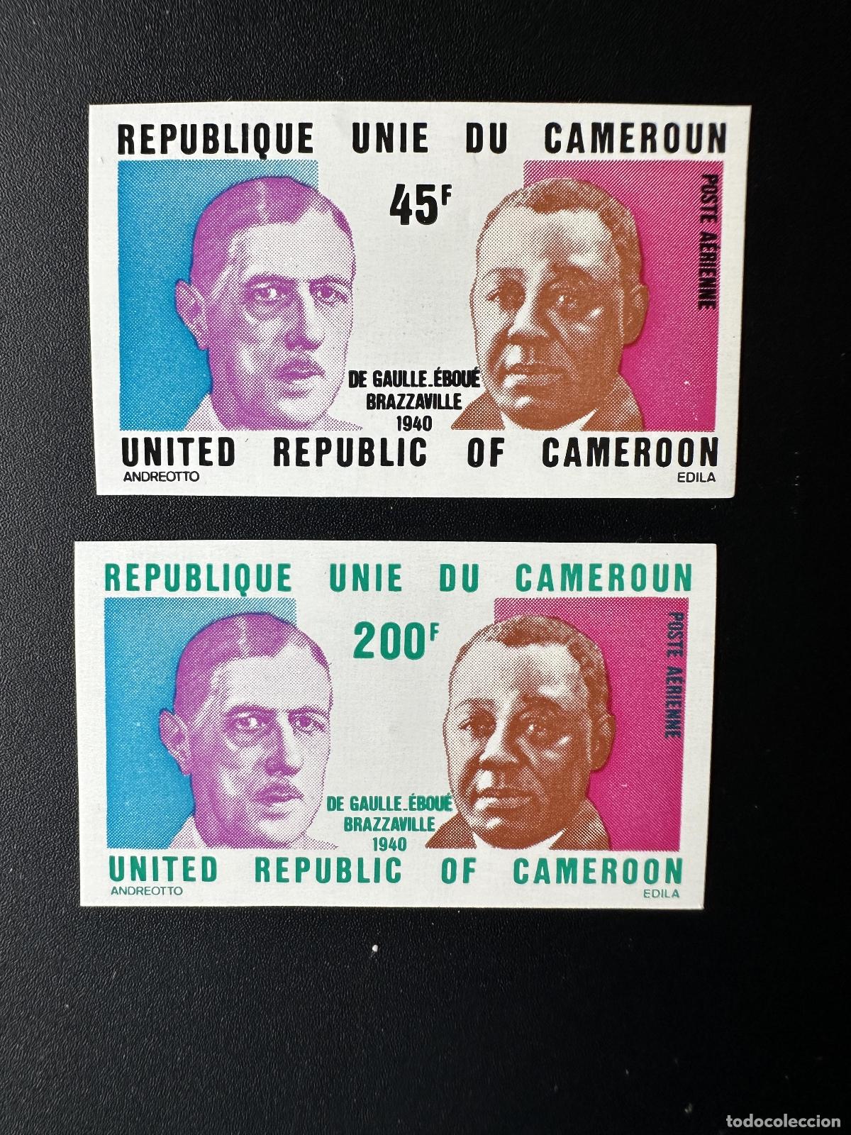 Sellos: Camer&uacute;n 1975 Mi. 792-793 ND De Gaulle Ebou&eacute; Brazzaville 1940 Personajes