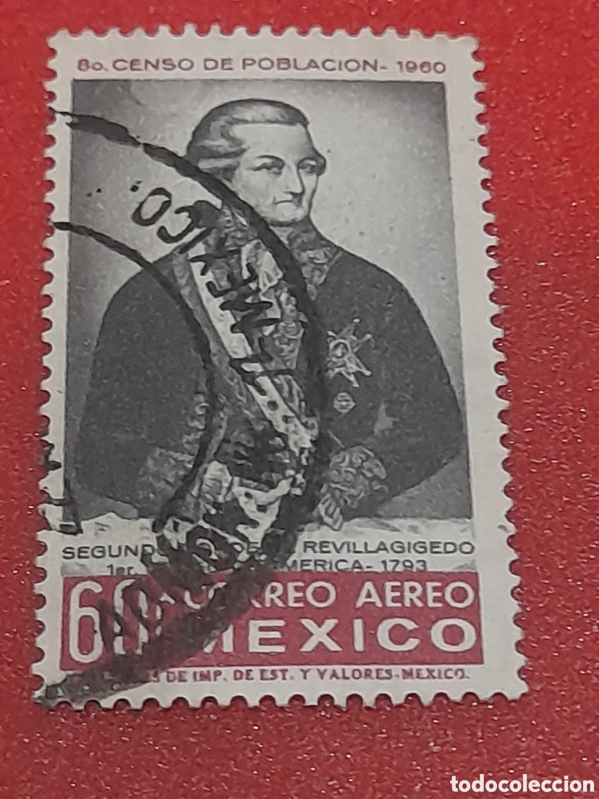 Sellos: Sello (1/4v) Mexico mtdo/udo 1960. Censo nacional. Militar. Almirante. Uniforme.