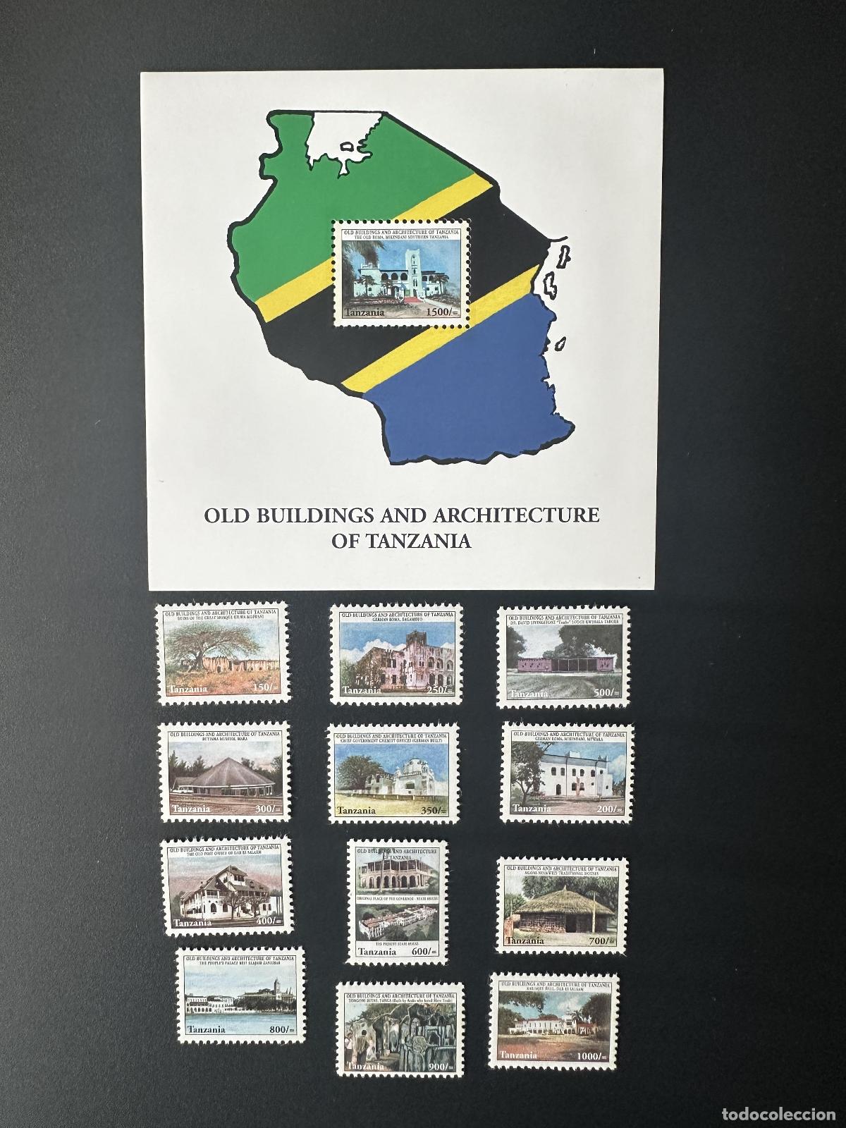 Sellos: Tanzania 2000 Mi. 3999 - 4010 Bl. 528 Arquitectura Edificios hist&oacute;ricos