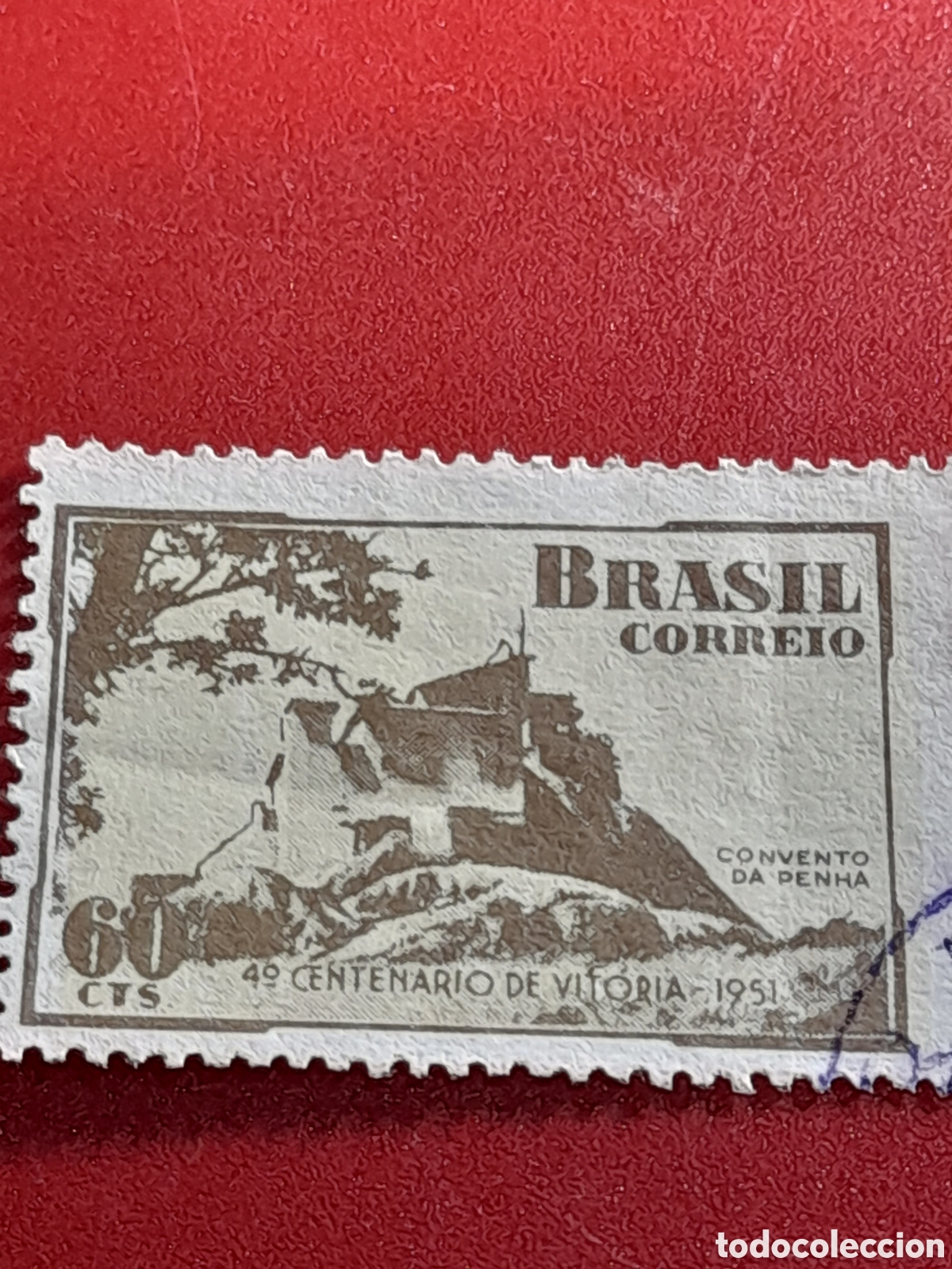 Sellos: Sello Brasil mtdo/udo 1951. 40Aniv Fundaci&oacute;n Victoria. Vistas. Convento. Monasterio. Arquitectura Hi