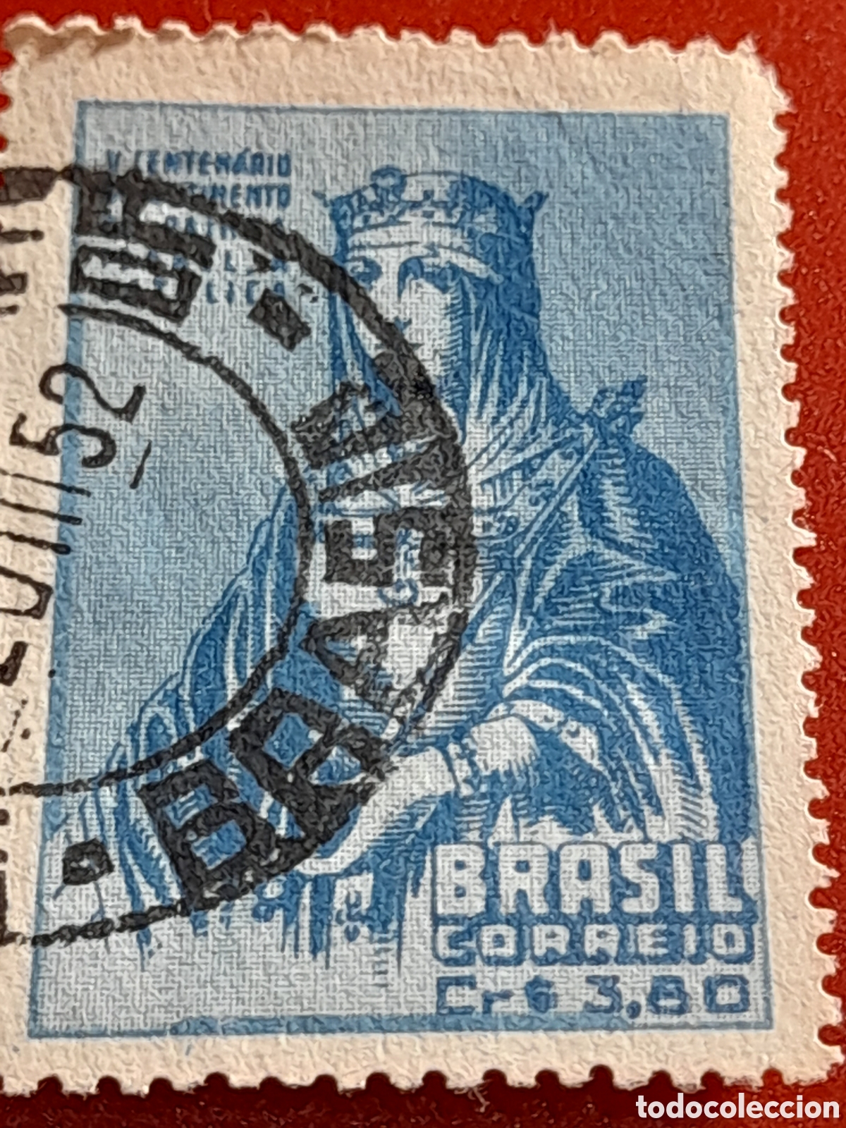 Sellos: Sello Brasil mtdo/udo 1951. 500Aniv nacimiento Isabel La Cat&oacute;lica. Reina. Monarqu&iacute;a. Corona.