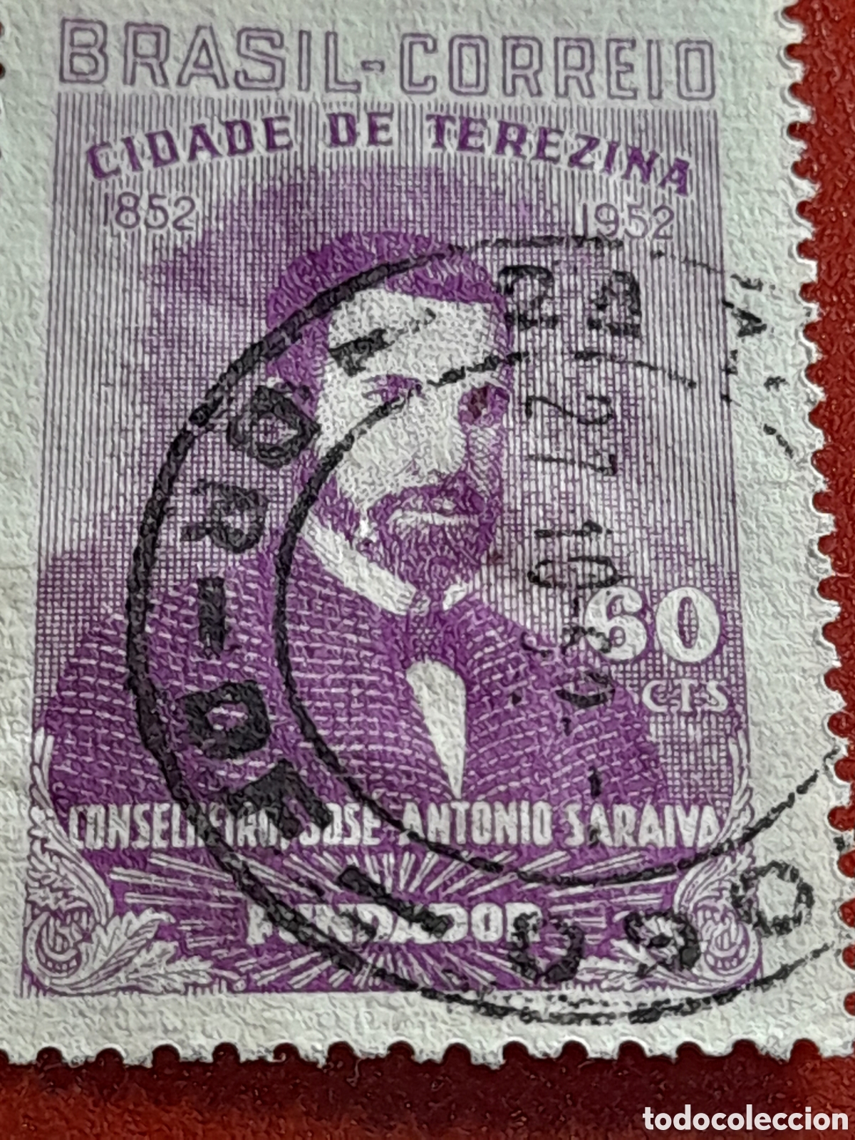 Sellos: Sello Brasil mtdo/udo 1952. 100Aniv Fundaci&oacute;n De resina. Ciudad. Historia.