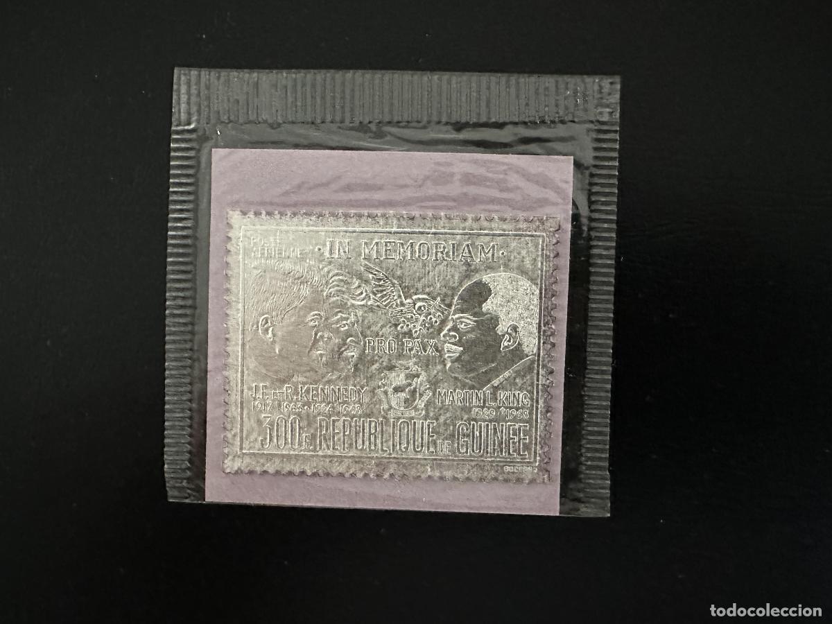 Sellos: Guinea 1972 Mi. 607 Silver John F. Kennedy Luther King Peace Dove Bird
