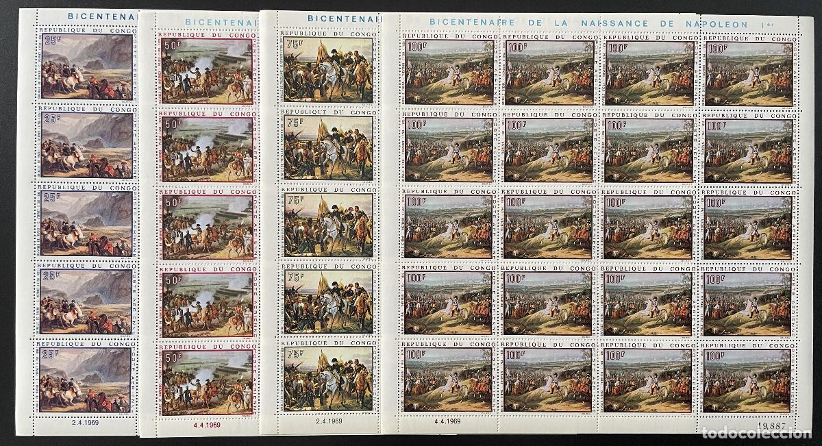 Sellos: Congo 1969 Mi. 173 - 176 plato Nacimiento bicentenario de Napole&oacute;n Bonaparte