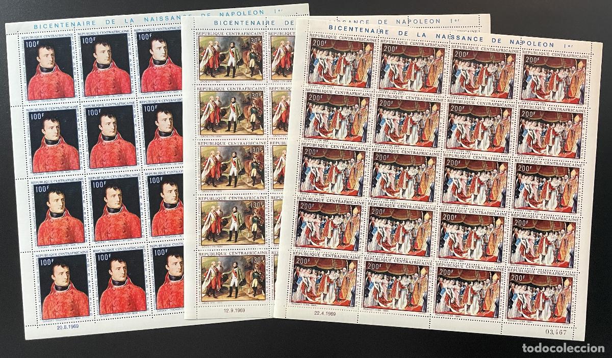 Sellos: Rep&uacute;blica Centroafricana 1969 Mi. 197 - 199 Plato bicentenario de Napole&oacute;n Bonaparte