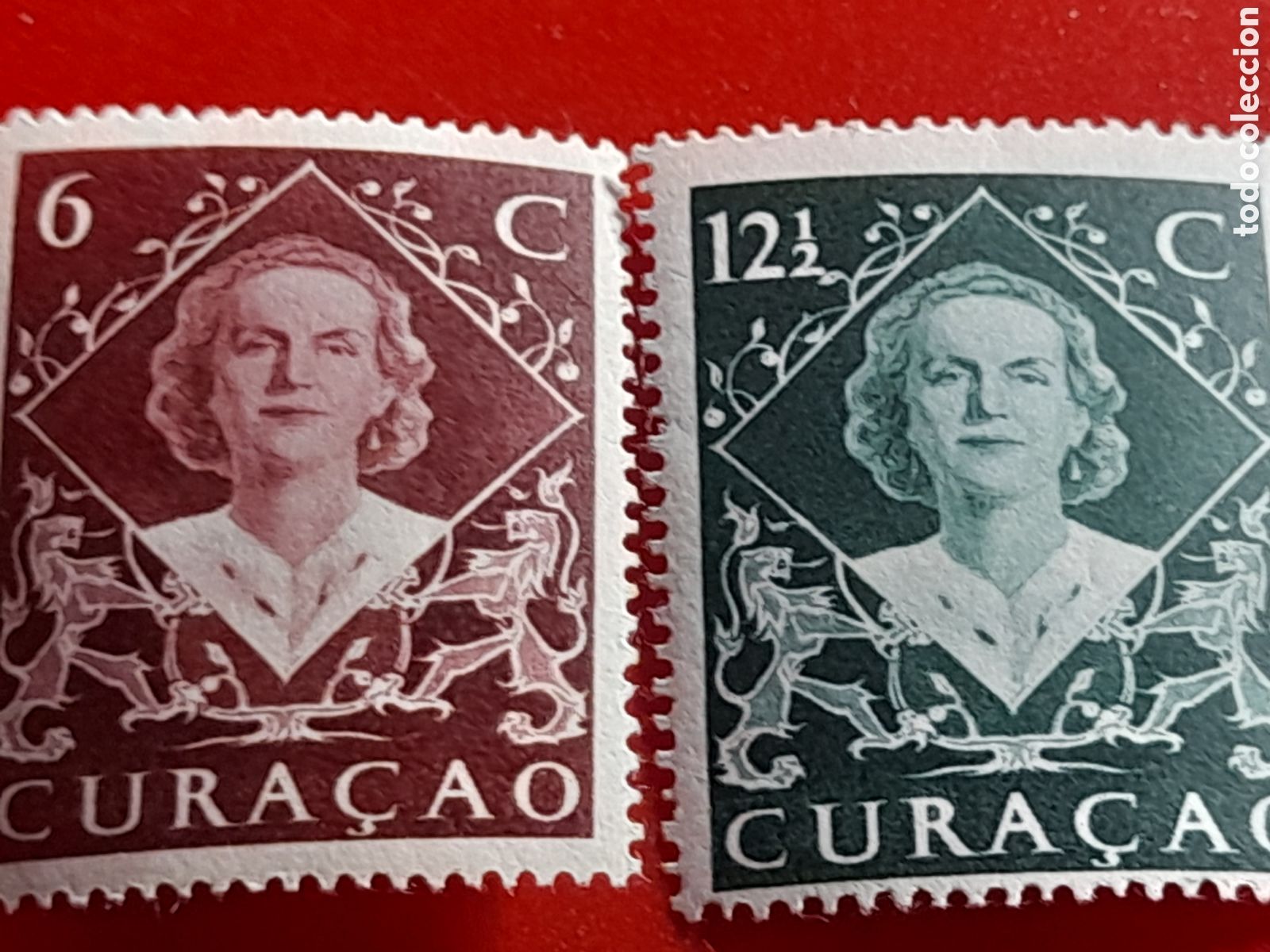 Sellos: Sello Curacao nuevo 1948. Coronaci&oacute;n reina Juliana. Monarqu&iacute;a. Historia. Reyes.