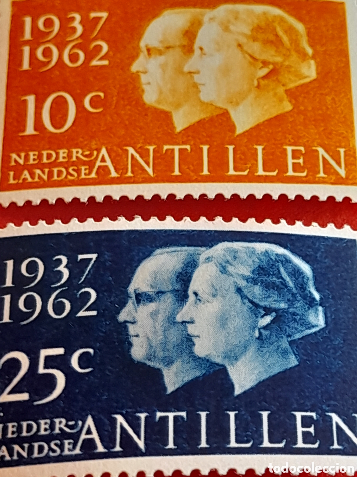 Sellos: Sello Antillas Holandesas nuevo 1962. Bodas plata reina Juliana, Pr&iacute;ncipe Bernhard. Monarcas. H