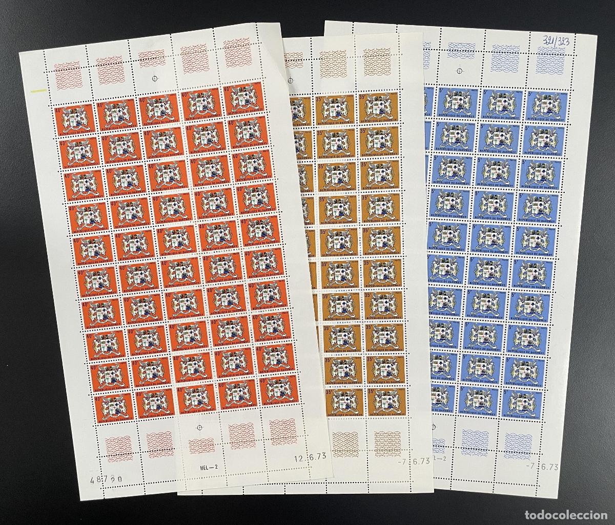 Sellos: Dahomey 1973 YT 321-323 tabl&oacute;n escudo de armas