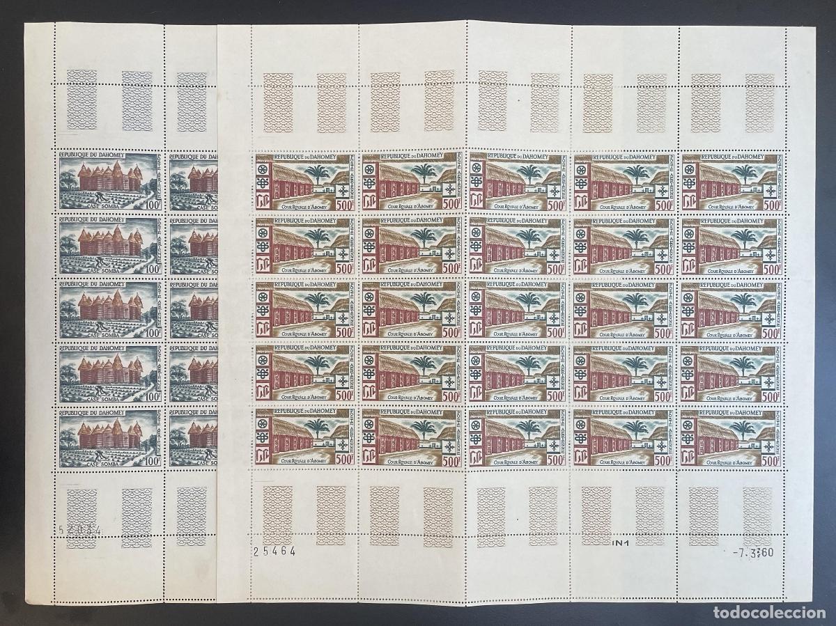 Sellos: Dahomey 1960 YT PA 18-19 tabl&oacute;n Case Somba Cour Royale Abomey architecture