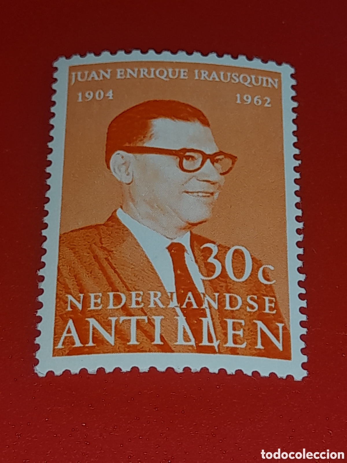 Sellos: Sello Antillas Holandesas nuevo 1972. 10Aniv muerte J. Enrique. Historia. Pol&iacute;tico.