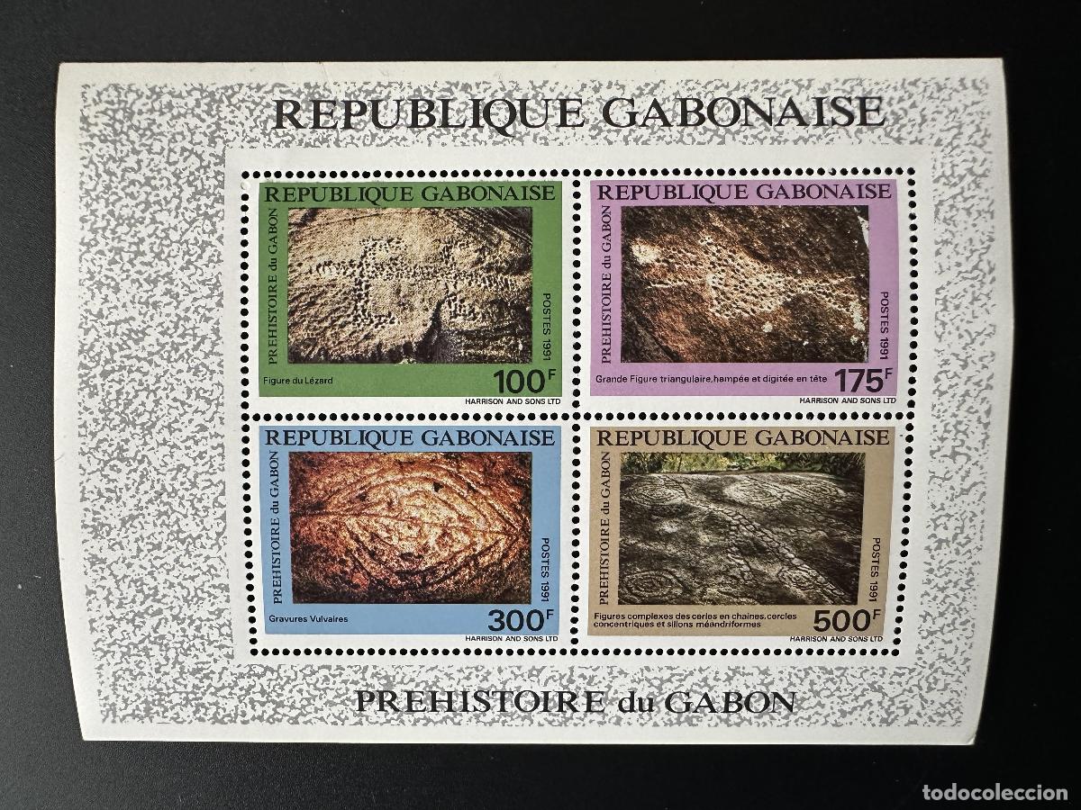 Sellos: Gab&oacute;n 1991 Mi. Bl. 68 Prehistoria