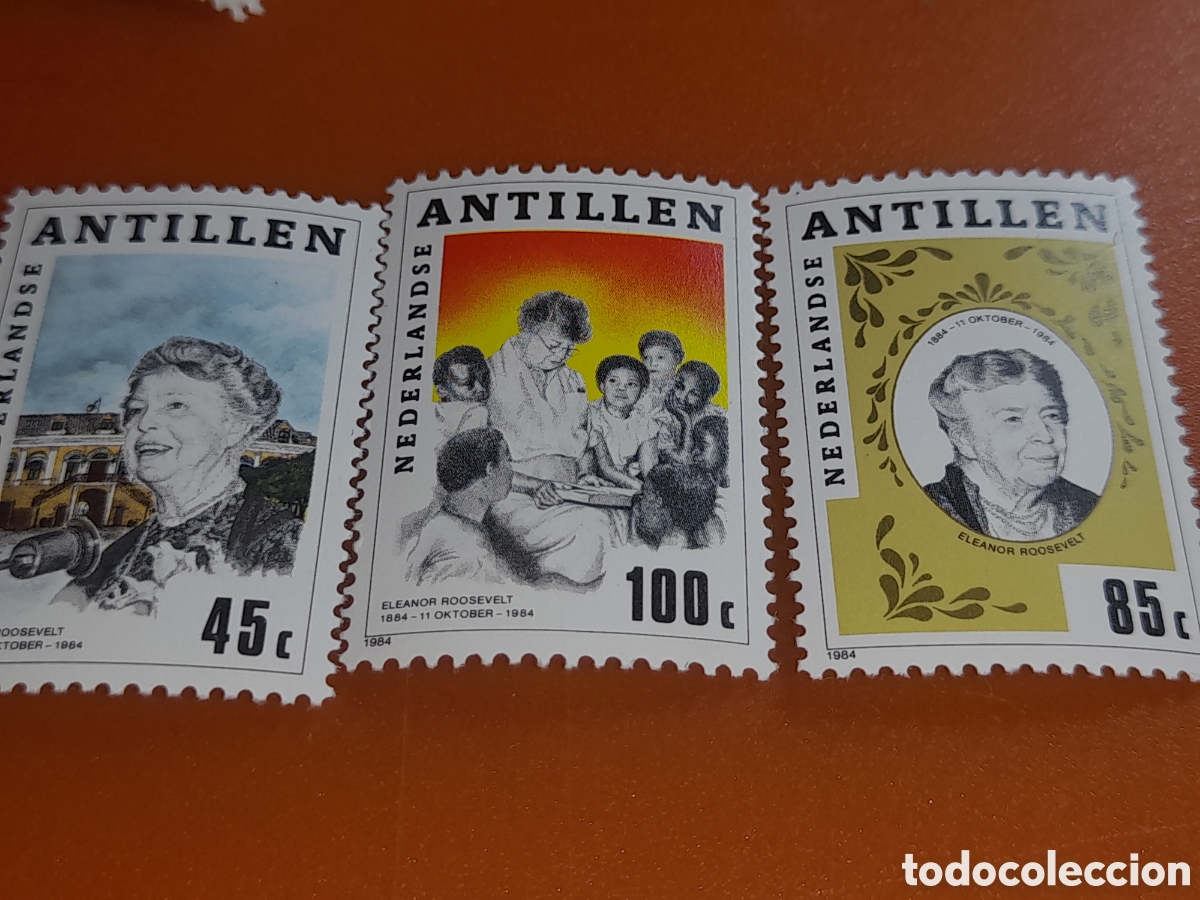 Sellos: Sello Antillas Holandesas mtdo 1984. 100Aniv nacimiento Eleanor Roosevelt. Famosa. Familia