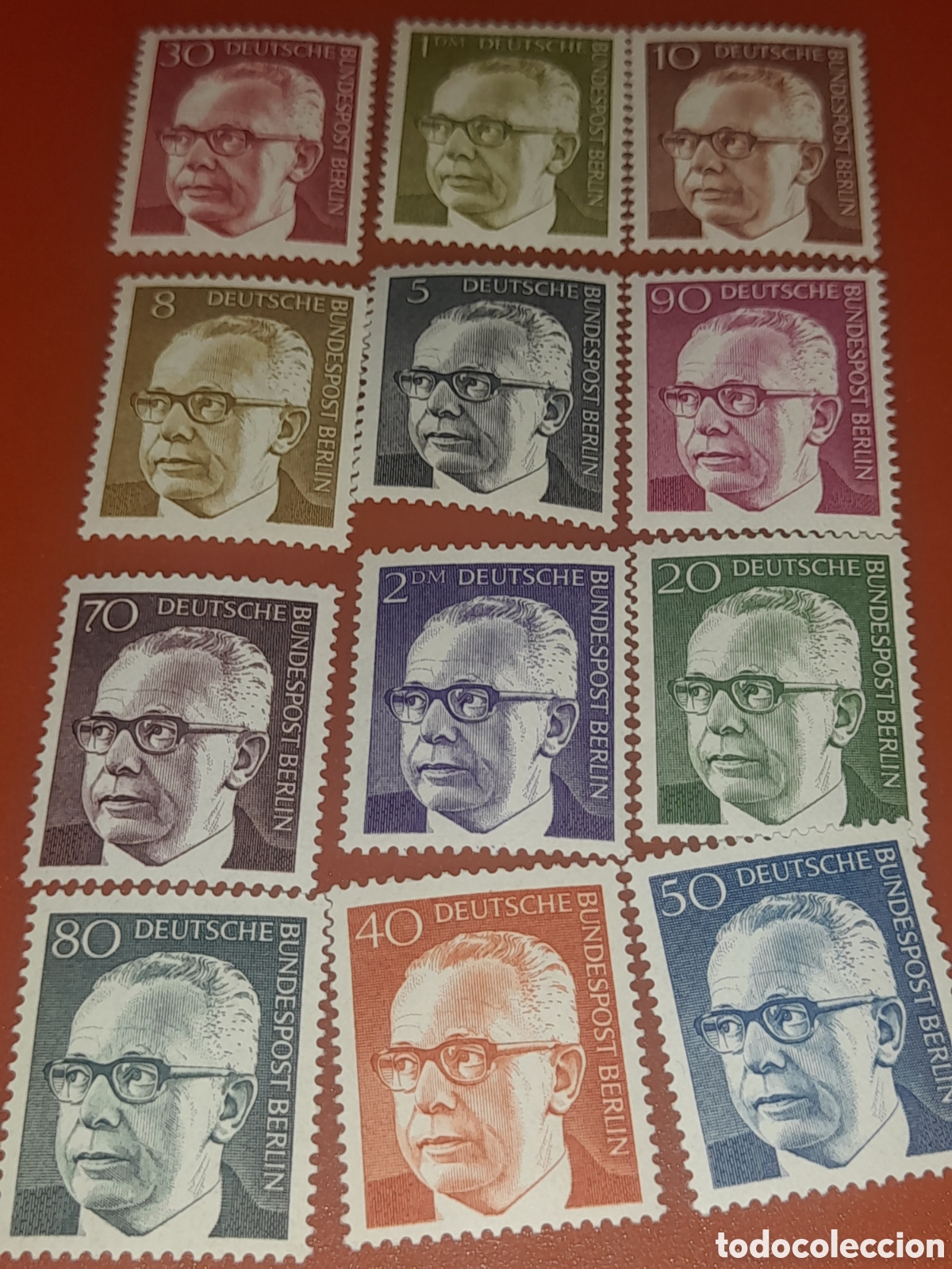 Sellos: Sello Alemania, Berl&iacute;n nuevo 1970. Presidente Rep&uacute;blica Federal Gustav Heinemann. Jege estado. Lider