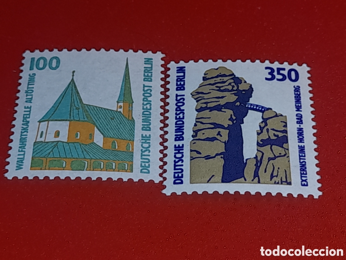Sellos: Sello Alemania, Berlin nuevo 1989. Monumentos. Piedras. Geolog&iacute;a. Paisaje. Ermita. Catedral Torre Ar