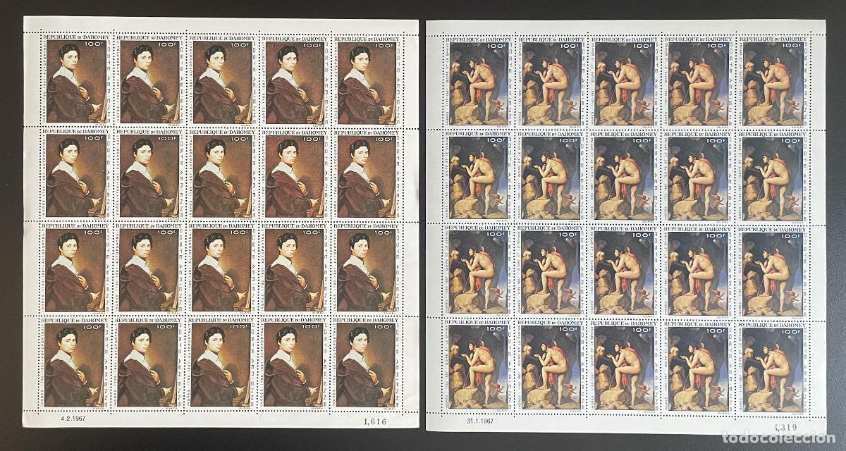 Sellos: Dahomey 1967 YT PA 53-54 tabl&oacute;n Ingres cuadro Esfinge de Edipo
