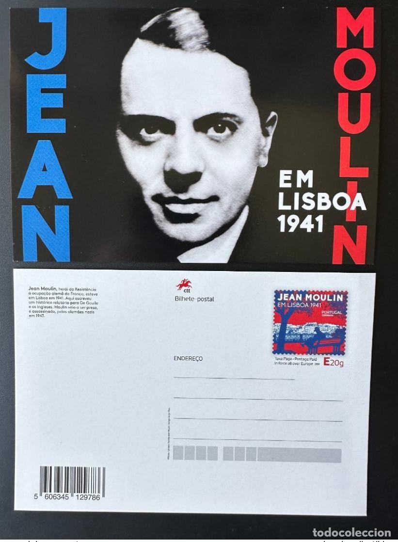Sellos: Portugal 2021 Papeler&iacute;a postal Inteiro Jean Moulin em Lisboa 1941 Resistance