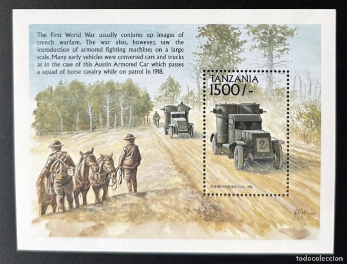 Sellos: Tanzania 1999 Mi. Bl. 485 m&aacute;quinas de combate y tanques blindados la Segunda Guerra Mundial