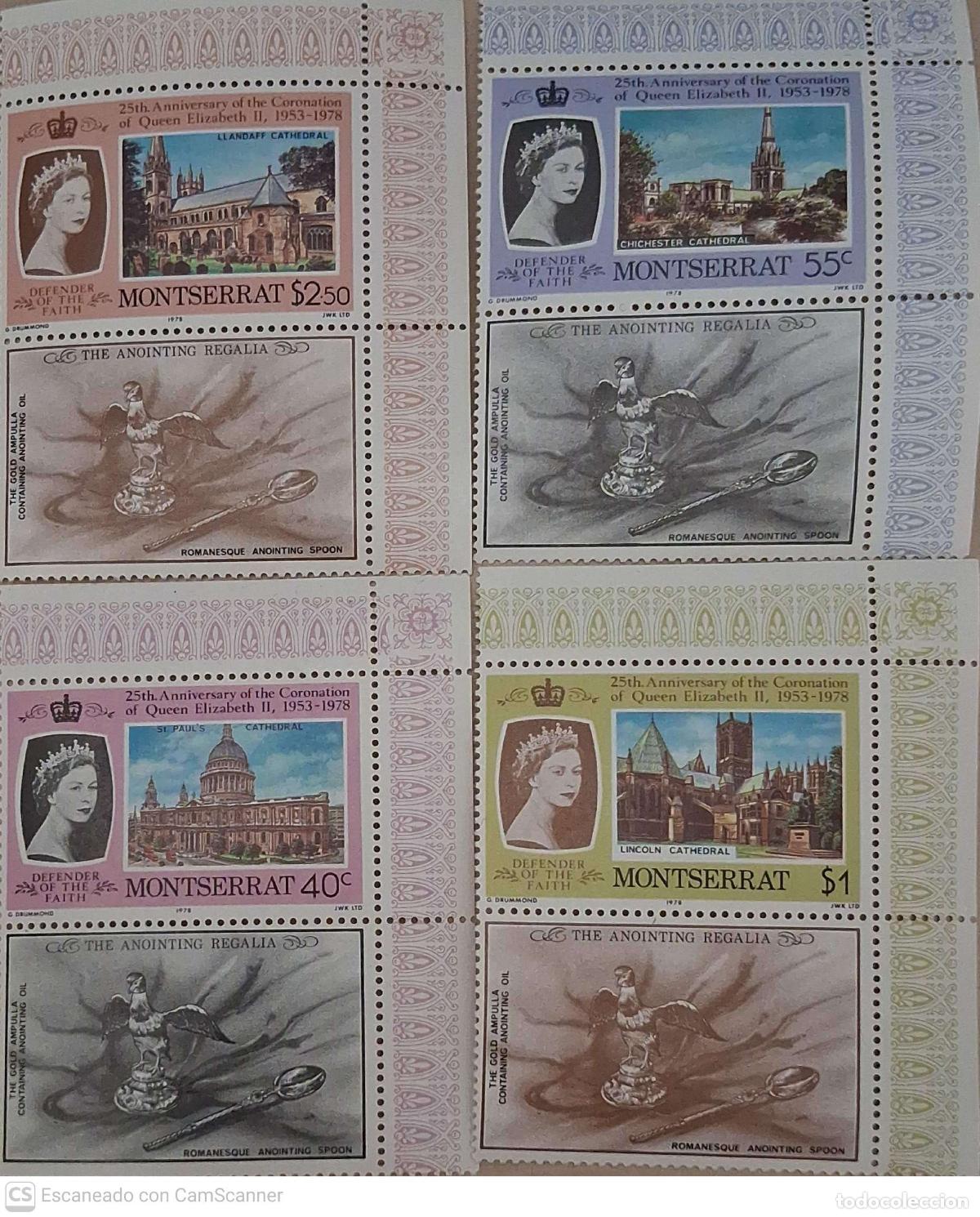 Sellos: Montserrat. 386/89 Aniversario de la coronaci&oacute;n de su Majestad Isabel II, cada sello lleva una vi&ntilde;et