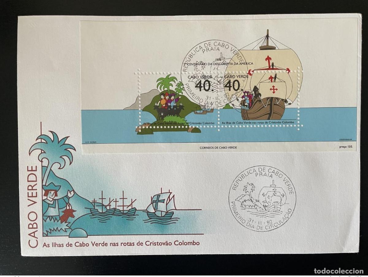 Sellos: Cabo Verde 1992 Mi. Bl. 20 FDC Cristovao Colombo Crist&oacute;bal Col&oacute;n