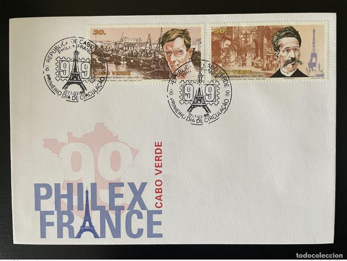Sellos: Cabo Verde 1999 Mi. 761 - 762 FDC PhilexFrance Par&iacute;s Francia Mindelo Torre Eiffel