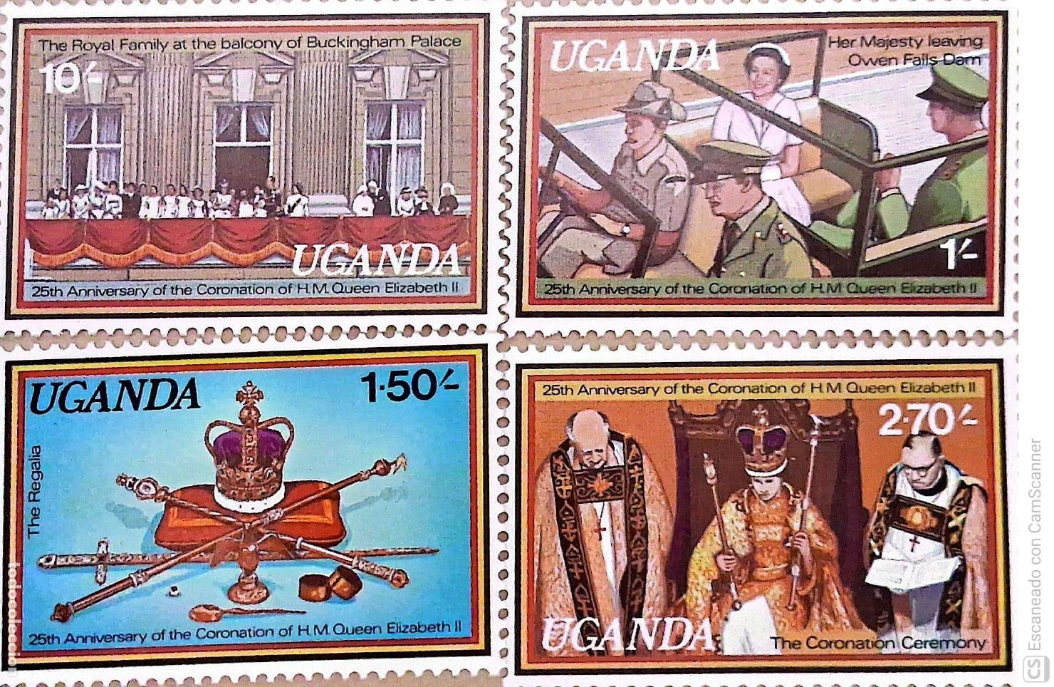 Sellos: Uganda. 168/71 25&ordm; Aniversario de la coronaci&oacute;n de su Majestad Elizabeth II. 1978. Sellos nuevos y n