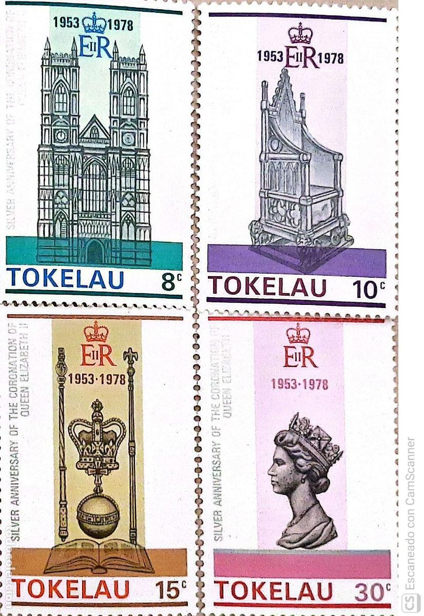 Sellos: Tokelau. 61/64 25&ordm; Aniversario de la coronaci&oacute;n de su Majestad Elizabeth II. 1978. Sellos nuevos y n