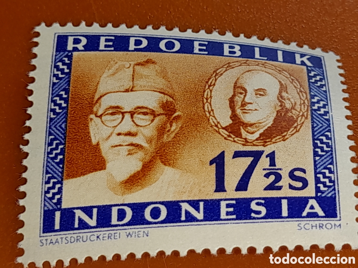 Sellos: Sello (1/24v) Indonesia nuevo 1947-1948. B. Franklin. Jefes estado. L&iacute;der. H. A. Salim. Ministro