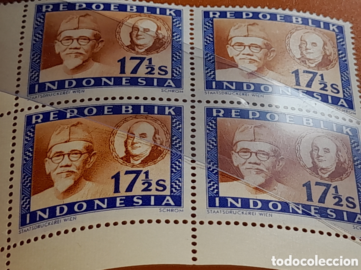 Sellos: Sello (1/24v) Indonesia nuevo 1947-1948. B. Franklin. Jefes estado. L&iacute;der. H. A. Salim. Ministro