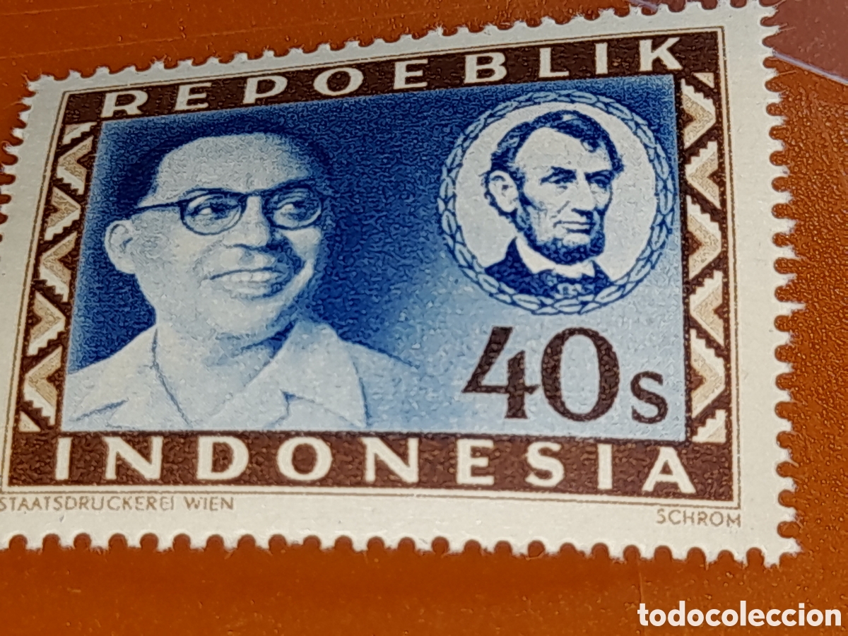Sellos: Sello (1/24v) Indonesia nuevo 1947-1948. Mohammad Hatta. Abraham Lincoln. Jefes estado. L&iacute;der. Polit