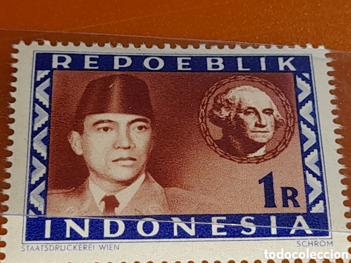Sellos: Sello (1/24v) Indonesia nuevo 1947-1948. Presidente Sukarmo. Washington. Jefes estado. L&iacute;der. Politi