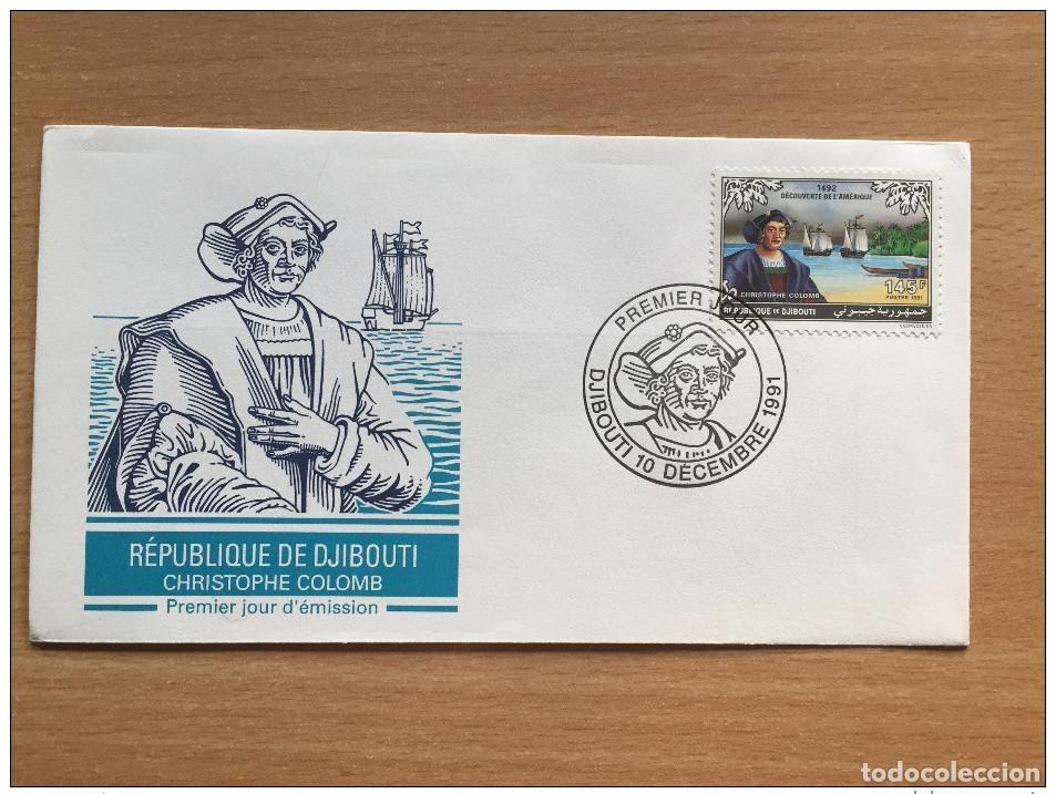 Sellos: Yibuti 1991 FDC Christophe Colomb Columbus Sailing America Discovering Mi. 561