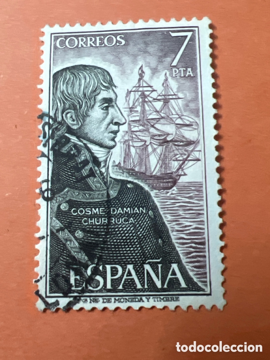 Sellos: S377. SELLO - ESPA&Ntilde;A - CORREOS - 7 PTA - COSME DAMI&Aacute;N CHURRUCA