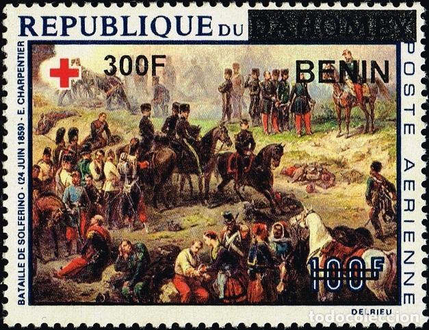 Sellos: Ben&iacute;n 2009 Mi. 1558 sobrecargado Cruz Roja Batalla Solferino Charpentier
