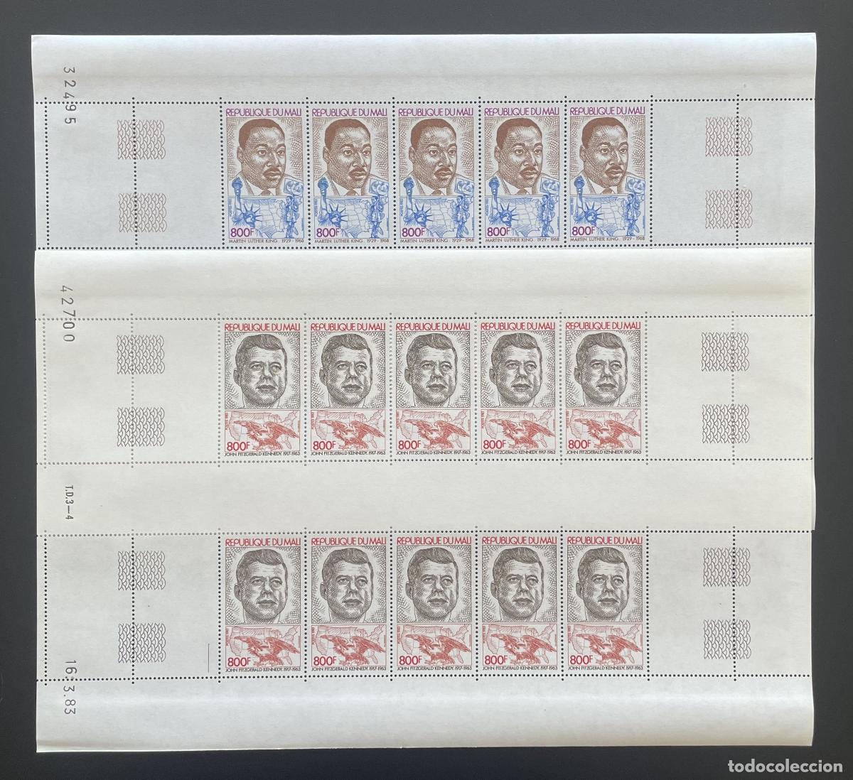 Sellos: Mali 1983 YT 467-468 tabla Martin Luther King Kennedy Libertad JFK