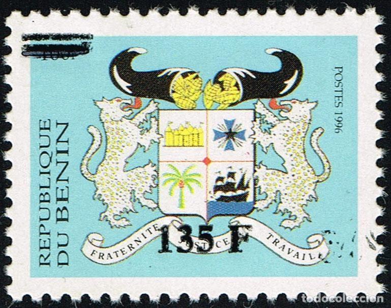 Sellos: Ben&iacute;n 1997 Mi. 1113x sobrecargado VARIEDAD DOBLE escudo leones panteras