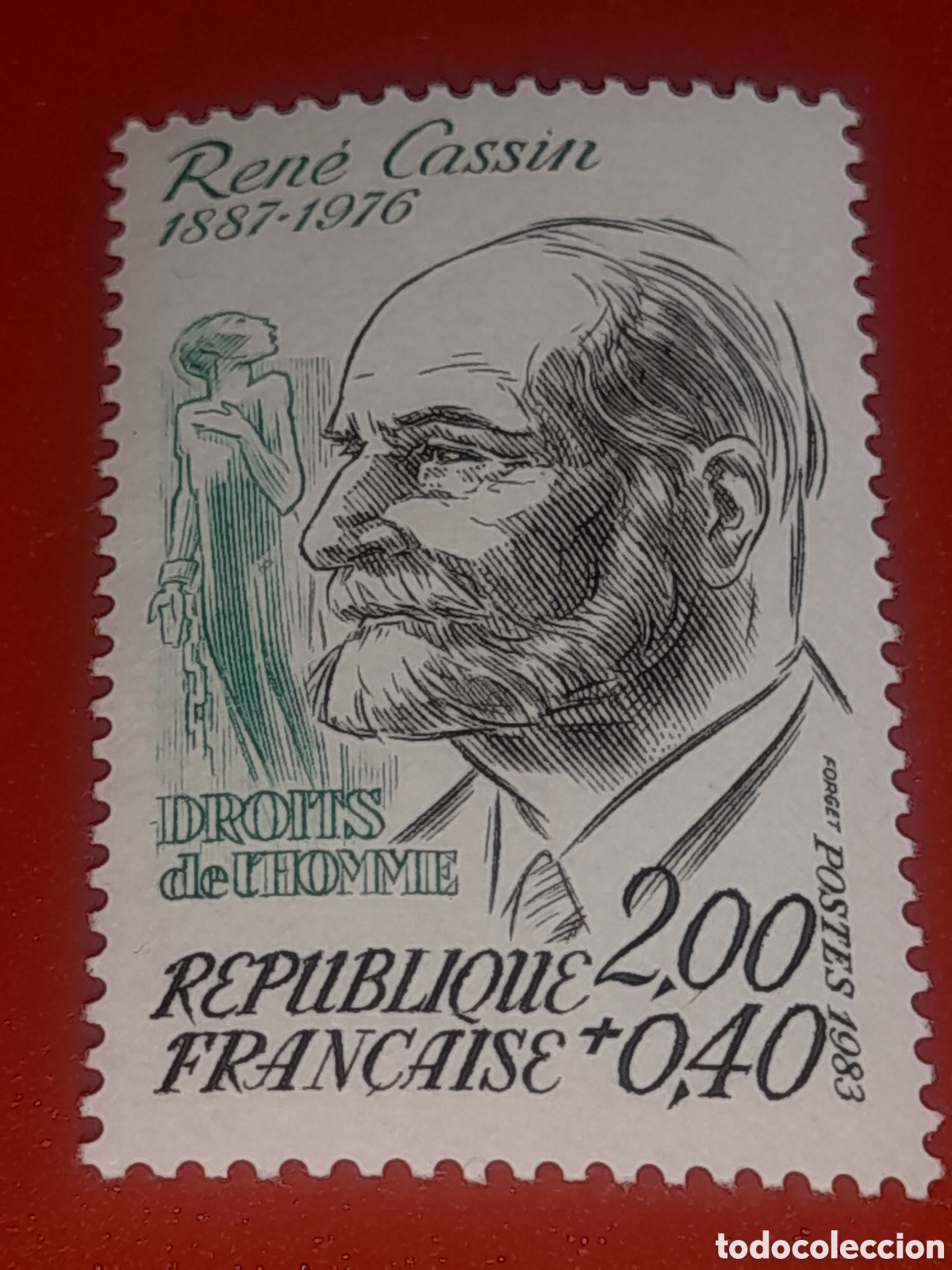 Sellos: Sello Francia nuevo 1983. Ren&eacute; Cassin. Redactor Declaraci&oacute;n Derechos Humanos. Famoso.