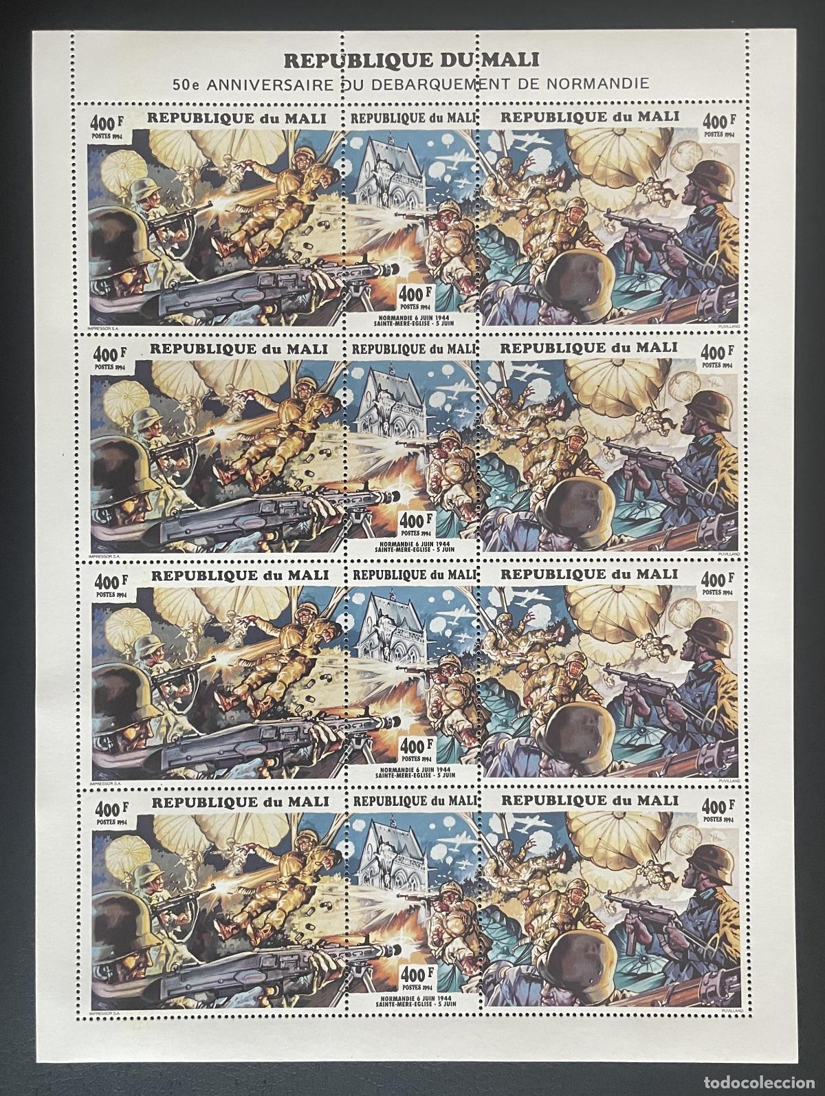 Sellos: Mali 1994 YT 674-676 hoja Desembarco Normand&iacute;a D-Day WWII