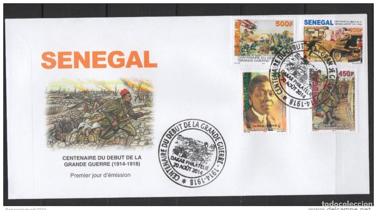 Sellos: Senegal 2014 FDC Mi. 2216/2219 Aeronave del centenario de la Primera Guerra Mundial 1914