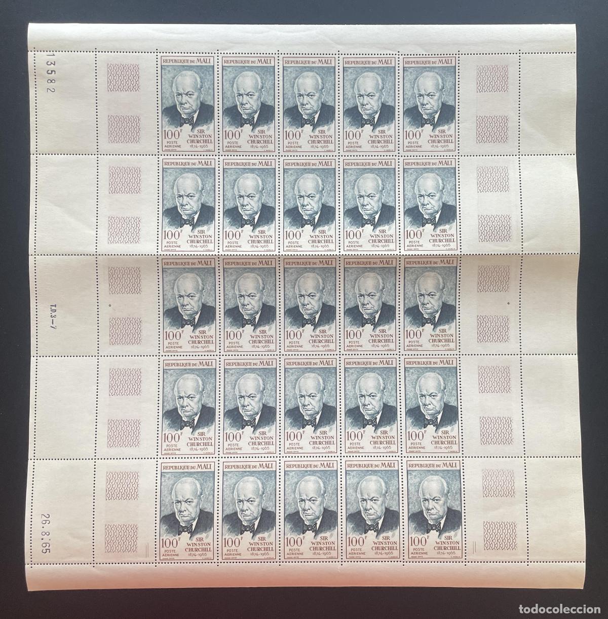 Sellos: Mali 1965 YT PA 31 plancha Winston Churchill correo a&eacute;reo retrato