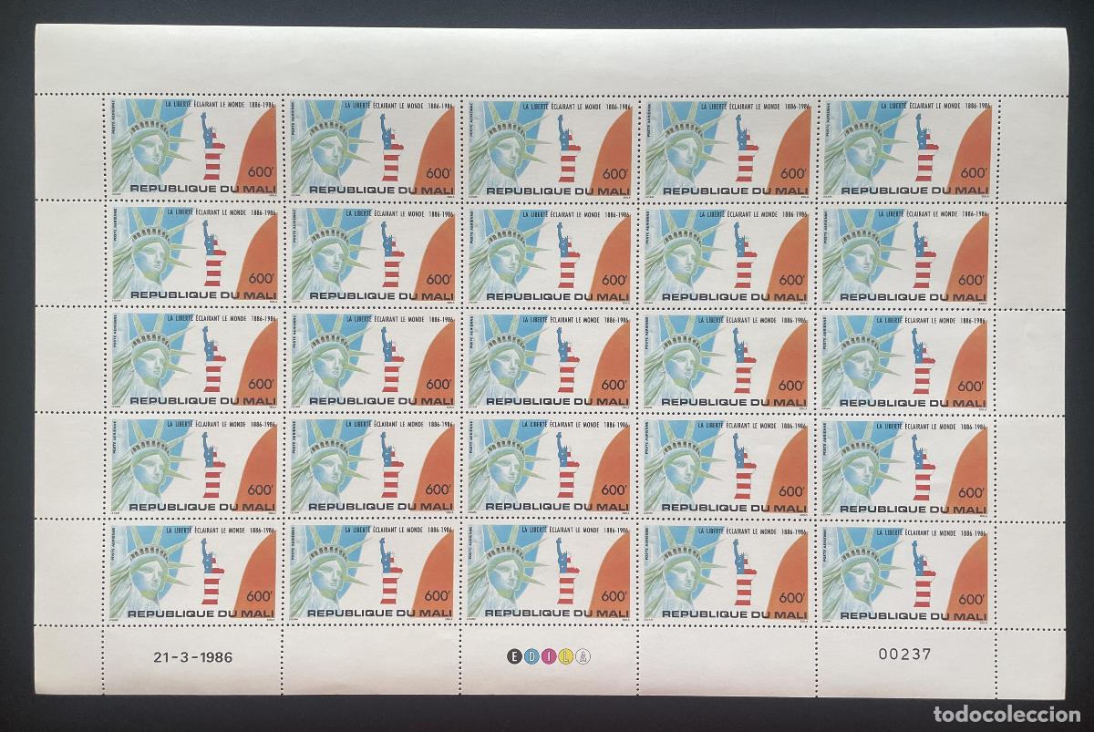 Sellos: Mali 1986 YT PA 511 bloque Estatua Libertad centenario 1886-1986