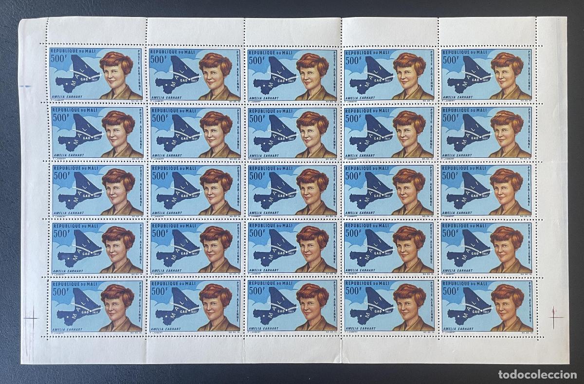 Sellos: Mali 1967 YT PA 45 tablero Amelia Earhart correo a&eacute;reo aviaci&oacute;n Gao