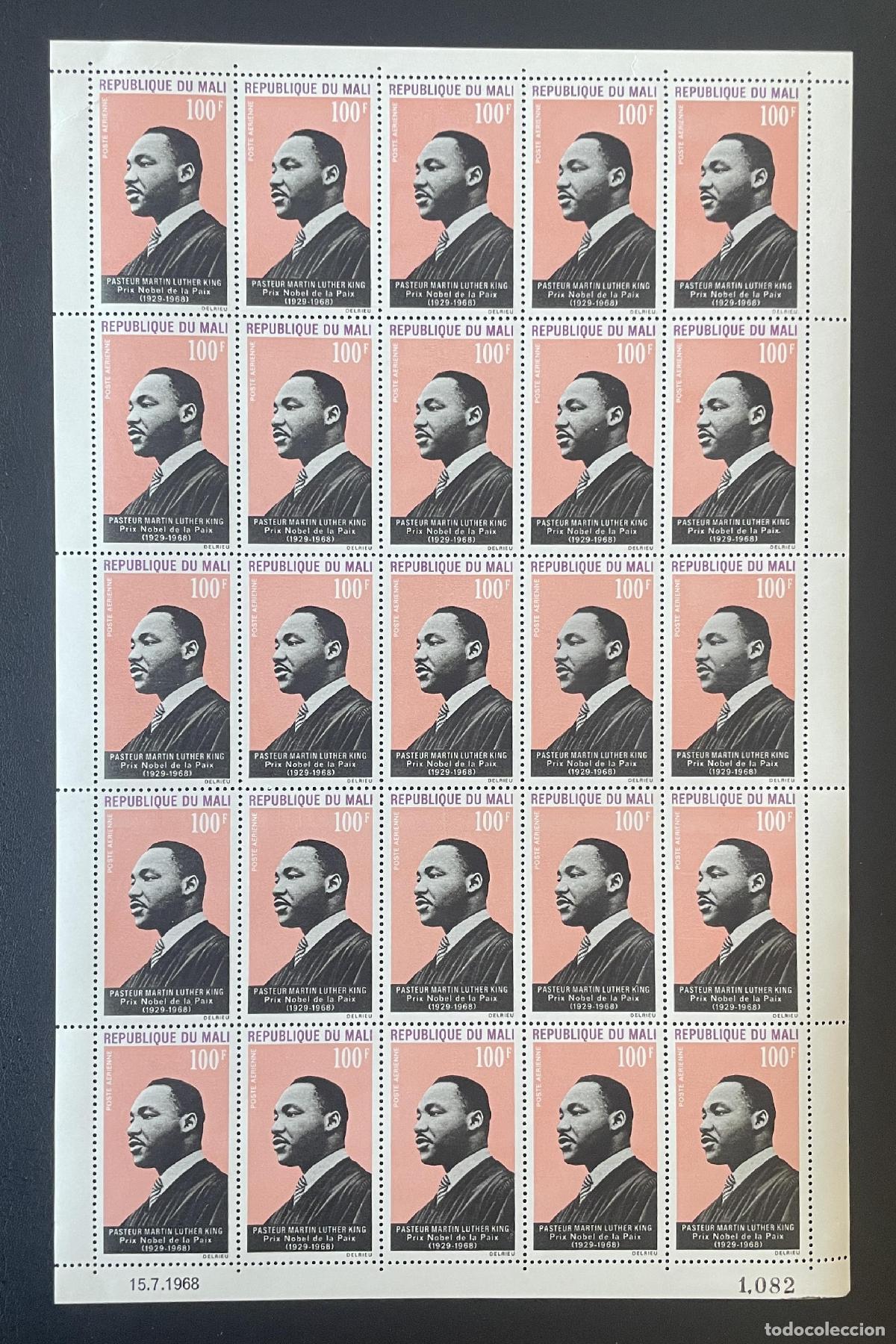 Sellos: Mali 1968 YT PA 59 bloque Martin Luther King Premio Nobel Paz